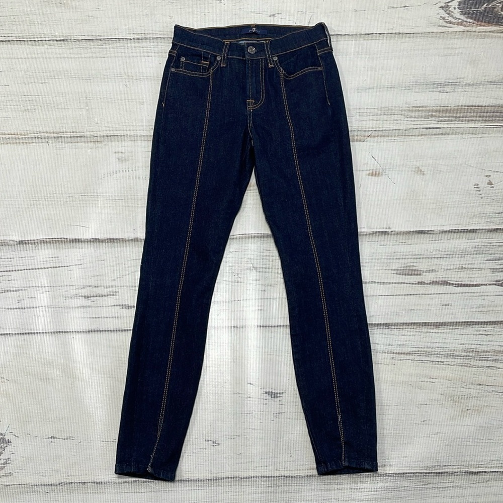 7 For All Mankind Jeans Womens 25 Blue Ankle Gwenevere Skinny Front Seam Denim - Picture 3 of 14